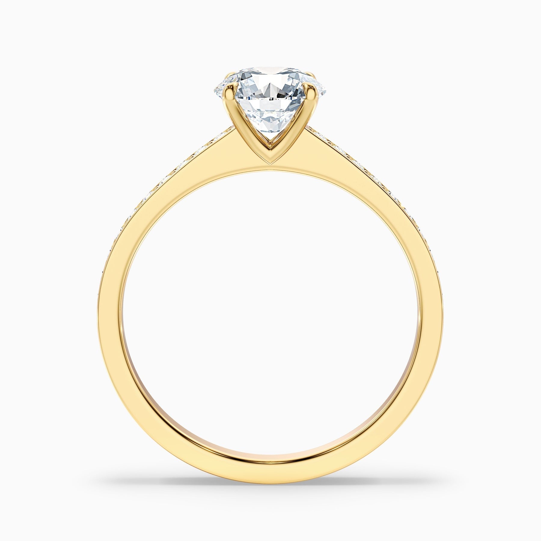 Meadow 1 Carat Round Cut Side Stone Pave Lab Grown Engagement Ring in 10k Yellow Gold